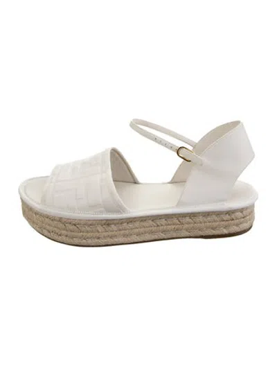 Pre-owned Fendi Leather Espadrilles In White