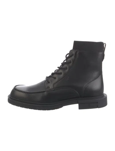 Pre-owned Fendi Leather Lace-up Boots In Black