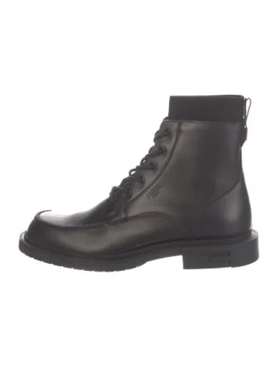 Pre-owned Fendi Leather Lace-up Boots In Black