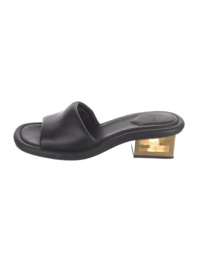 Pre-owned Fendi Leather Slides In Black