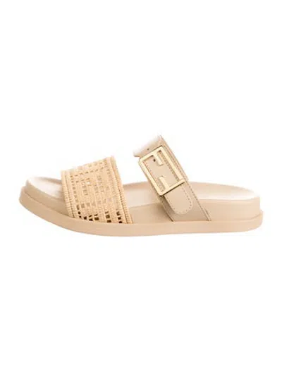 Pre-owned Fendi Leather Slides In Neutrals