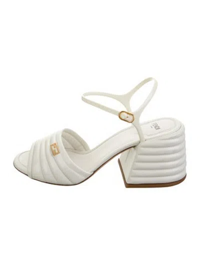 Pre-owned Fendi Leather Slingback Sandals In White