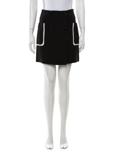 Pre-owned Fendi Leather Trim Embellishment Mini Skirt In Black