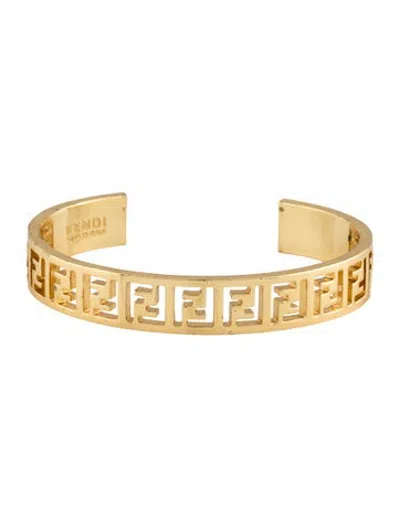 Pre-owned Fendi Logo Cuff Bracelet, 6.5" In Multicolor