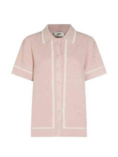 Fendi Logo-jacquard Button-up Shirt In Pink