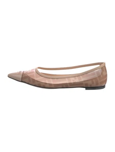 Pre-owned Fendi Mesh Patterned Ballet Flats In Neutrals