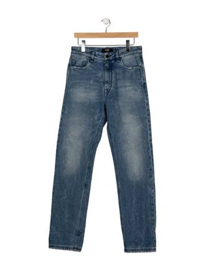 Pre-owned Fendi Mid-rise Straight Leg Jeans In Blue