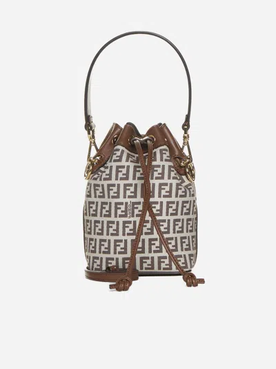 Fendi Mon Tresor Ff Jacquard Mini Bag In Brown