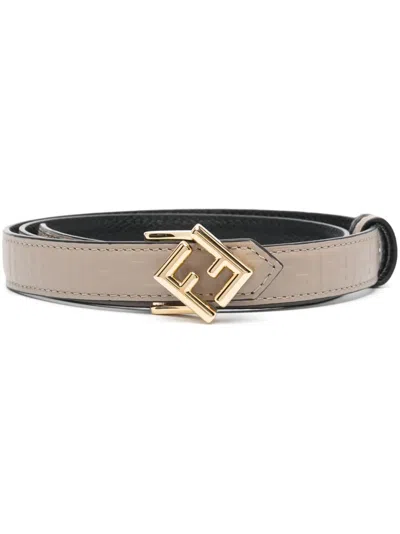 Fendi Monogram Leather Belt In Neutrals