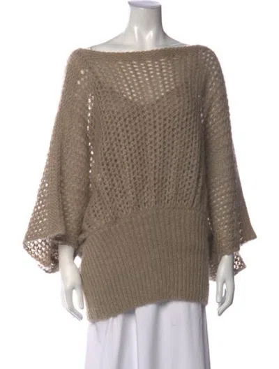 Pre-owned Fendi Off-the-shoulder Sweater In Neutrals