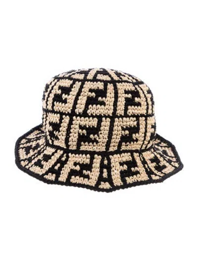 Pre-owned Fendi Patterned Bucket Hat In Black