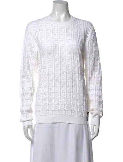 Pre-owned Fendi Patterned Crew Neck Sweater In Metallic/silver