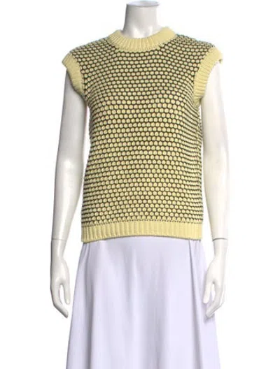 Pre-owned Fendi Patterned Crew Neck Sweater In Yellow