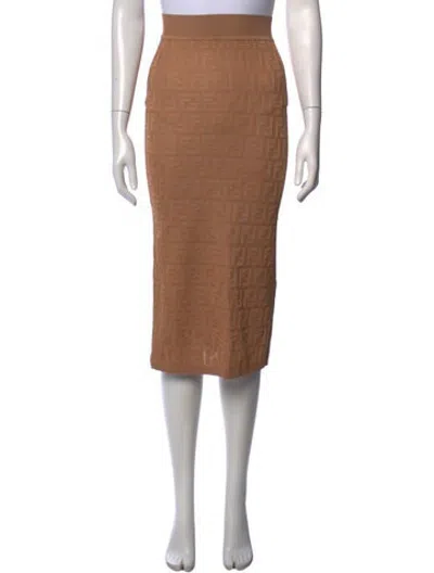 Pre-owned Fendi Patterned Midi Length Skirt In Neutrals