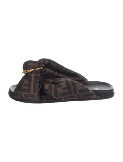 Pre-owned Fendi Patterned Slides In Brown