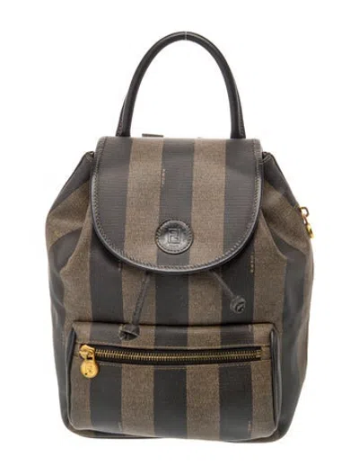 Pre-owned Fendi Pequin Backpack Vintage In Brown