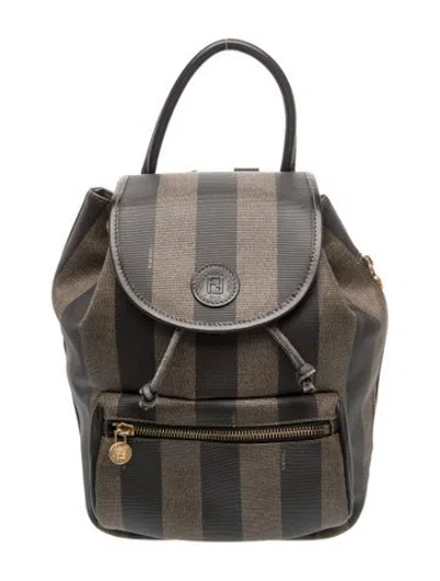 Pre-owned Fendi Pequin Backpack Vintage In Brown