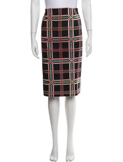 Pre-owned Fendi Plaid Print Midi Length Skirt In Black