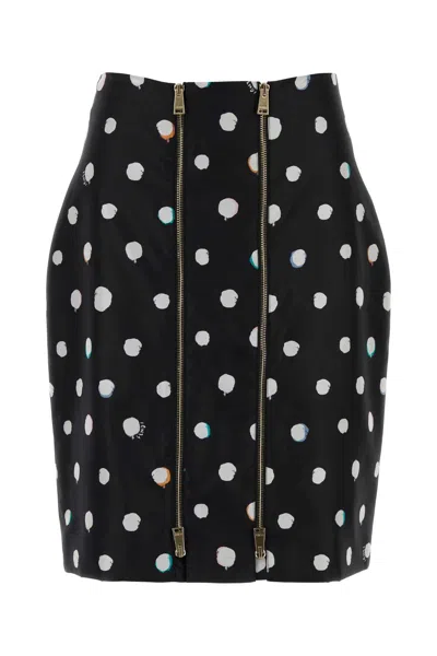 Fendi Printed Silk Taffeta Skirt In Black