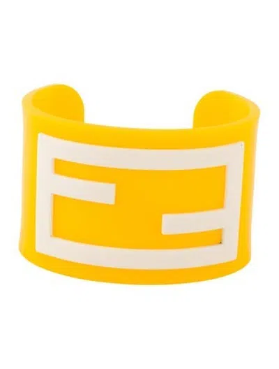 Pre-owned Fendi Resin Logo Cuff Bracelet, 7" In Multicolor