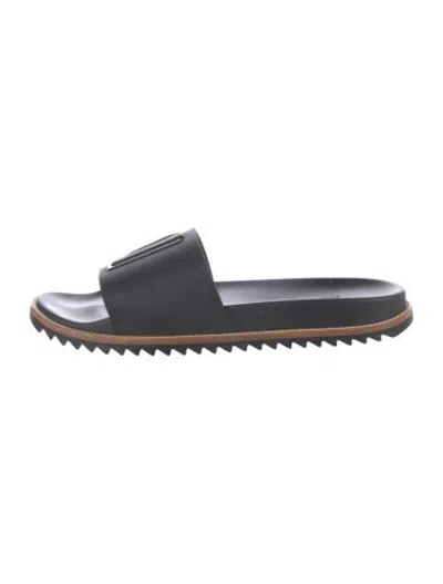 Pre-owned Fendi Rubber Slides In Blue
