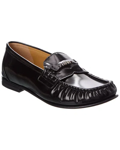 Fendi Scrunch Leather Loafer In Black