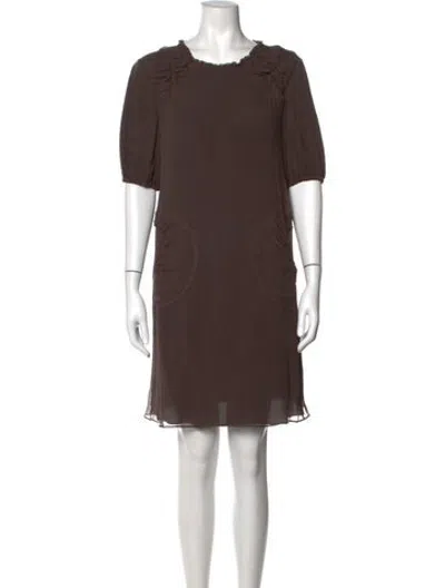 Pre-owned Fendi Silk Mini Dress In Brown