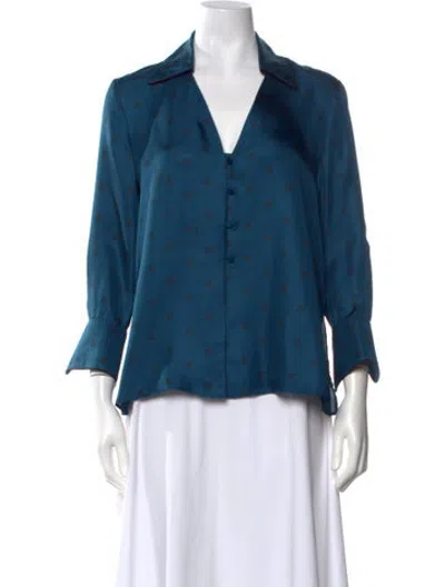 Pre-owned Fendi Silk Printed Blouse In Blue