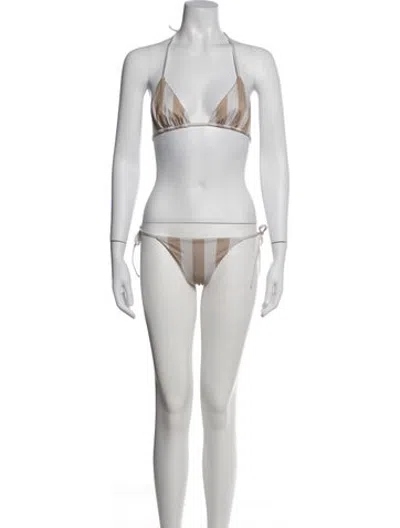 Pre-owned Fendi Striped Bikini W/ Tags In Brown
