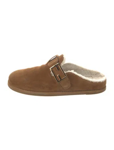 Pre-owned Fendi Suede Mules In Neutrals