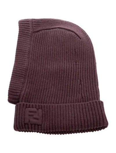Pre-owned Fendi Virgin Wool Beanie Hat W/tags In Burgundy