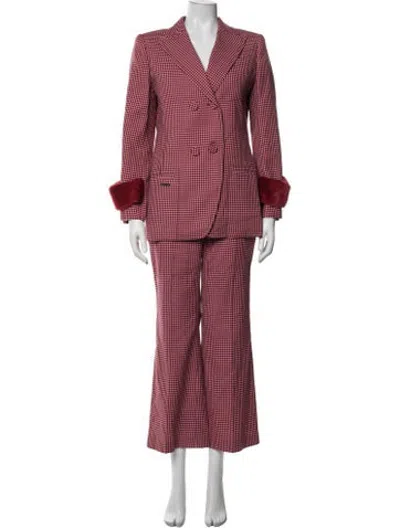 Pre-owned Fendi Virgin Wool Plaid Print Pantsuit W/ Tags In Multicolor