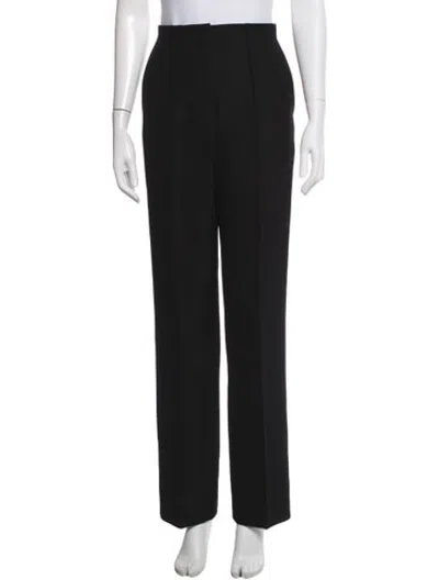Pre-owned Fendi Virgin Wool Straight Leg Pants In Black