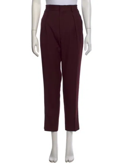 Pre-owned Fendi Virgin Wool Straight Leg Pants In Burgundy