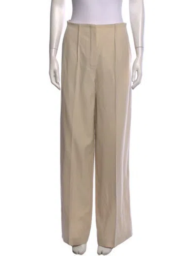 Pre-owned Fendi Virgin Wool Wide Leg Pants In Neutrals