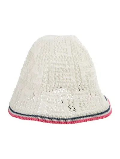 Pre-owned Fendi White Knit Bucket Hat In Blue/neutrals/pink