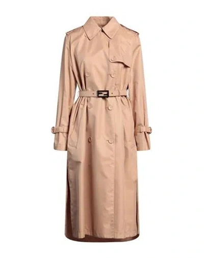 Fendi Woman Overcoat Beige Size 2 Cotton, Polyamide