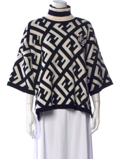 Pre-owned Fendi Wool Graphic Print Sweater In Black