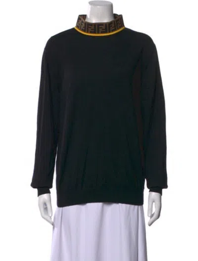 Pre-owned Fendi Wool Graphic Print Sweater In Black