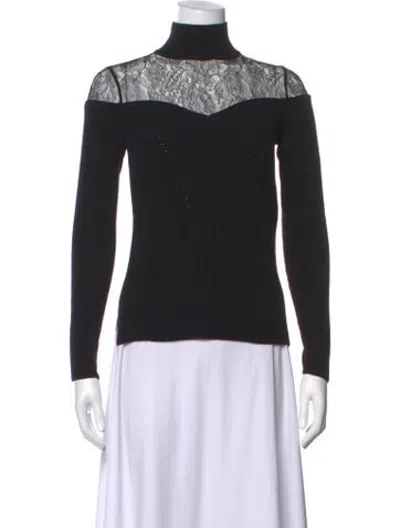 Pre-owned Fendi Wool Lace Pattern Sweater In Black