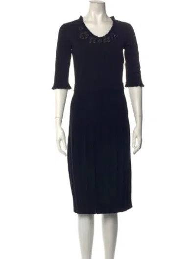 Pre-owned Fendi Wool Midi Length Dress In Black