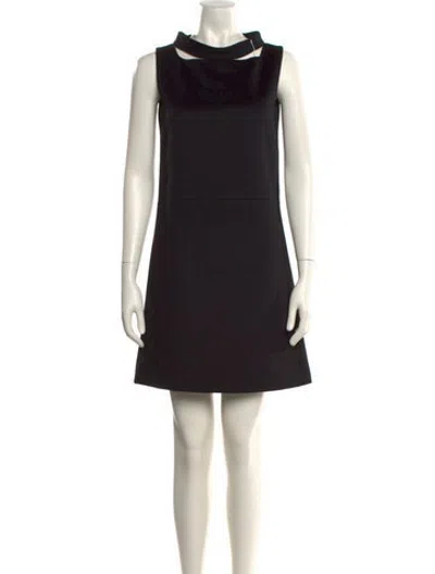Pre-owned Fendi Wool Mini Dress In Black
