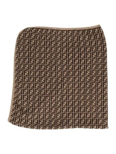 Pre-owned Fendi Zucca Ff Baby Blanket In Brown