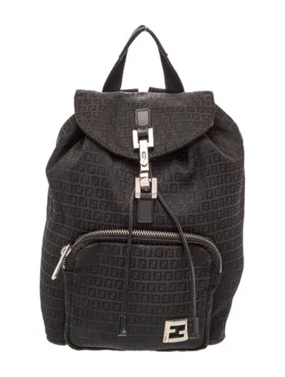 Pre-owned Fendi Zucca Ff Backpack Vintage In Black