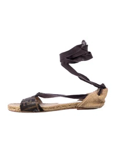 Pre-owned Fendi Zucca Ff Logo Canvas Espadrilles In Purple