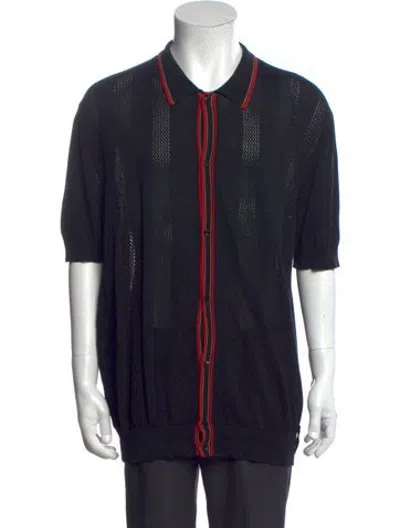Pre-owned Fendi Zucca Ff Logo Striped Shirt In Black/red/yellow