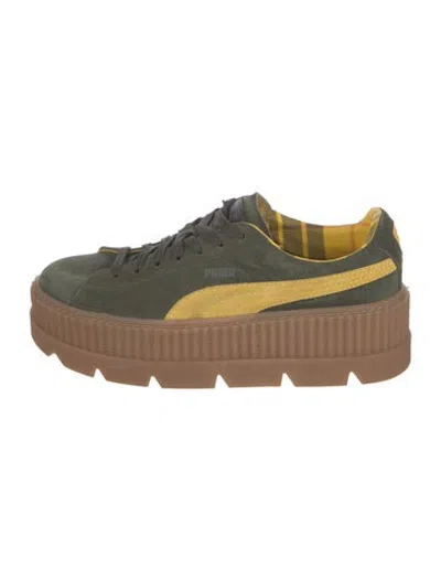 Pre-owned Fenty X Puma Suede Plaid Print Sneakers In Green/yellow