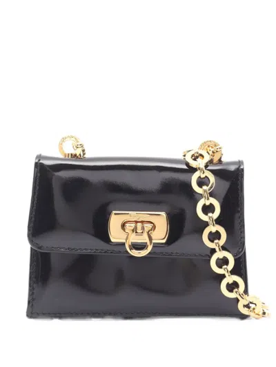 Pre-owned Ferragamo 2010s Gancini Chain Shoulder Bag In Black