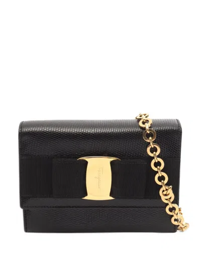 Pre-owned Ferragamo 2010s Vara Ribbon Shoulder Bag In Black