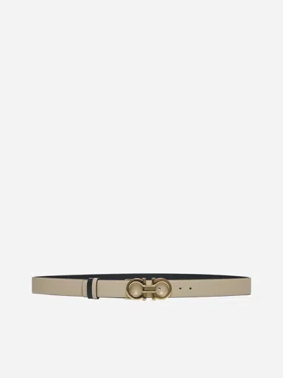 Ferragamo Beige Gancini Reversible Belt
